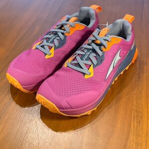 Women's Lone Peak 9+Pink Trail Running Shoes with Orange Accents